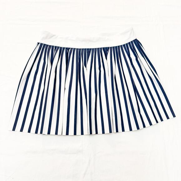 Vineyards Striped Patterned Navy White Pleated Print Skirt Size Medium - Picture 3 of 4